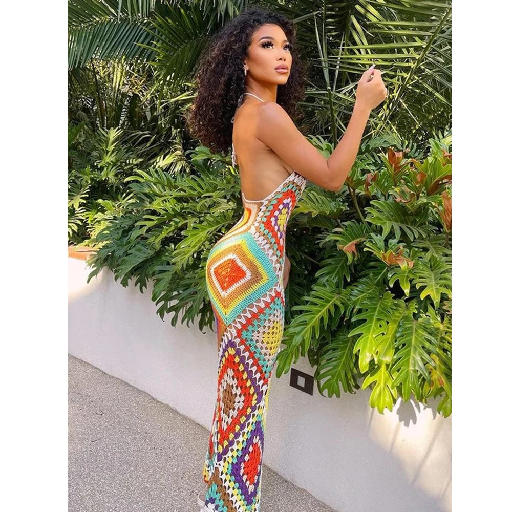 Handmade Crocheted Long One-Piece Beach Dress – Soleia