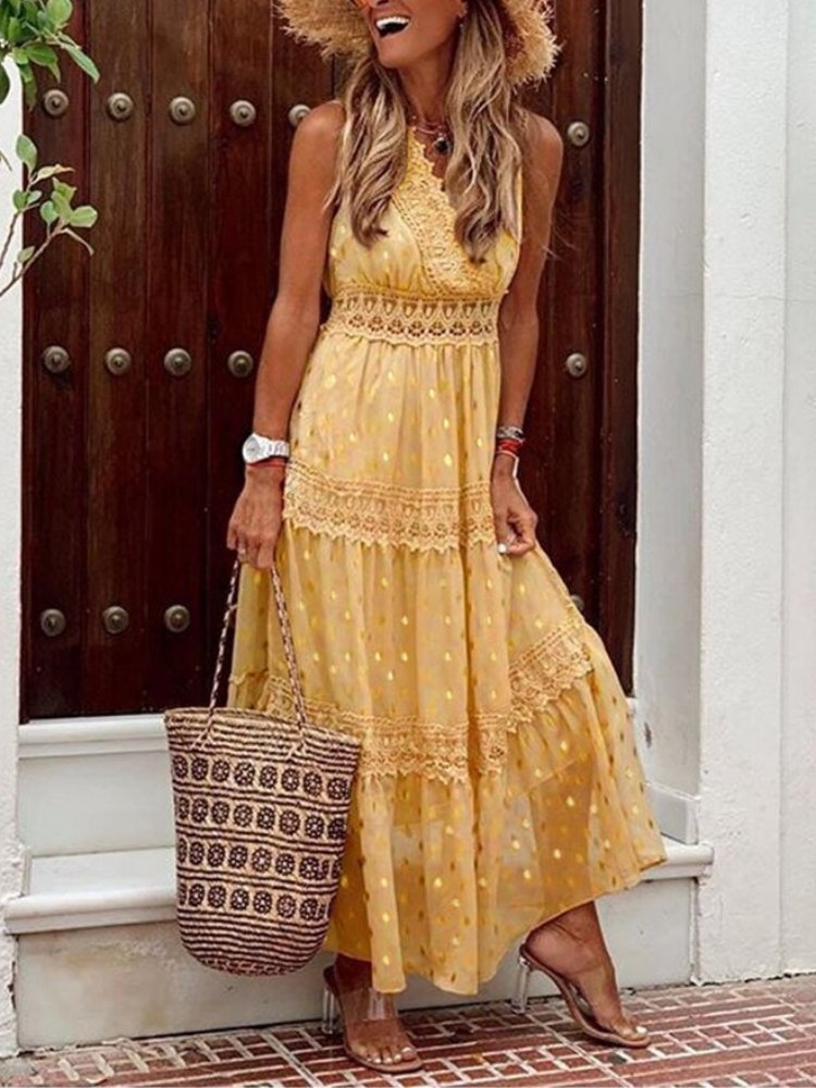 Lekka sukienka boho na lato w stylu Ibizy z dekoltem w serek – Niva