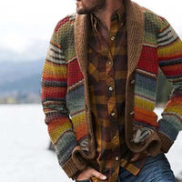Striped knitted men's cardigan in modern design – Deshon