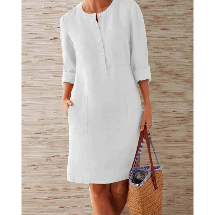 Stylish dress with pockets & round neckline – Niva