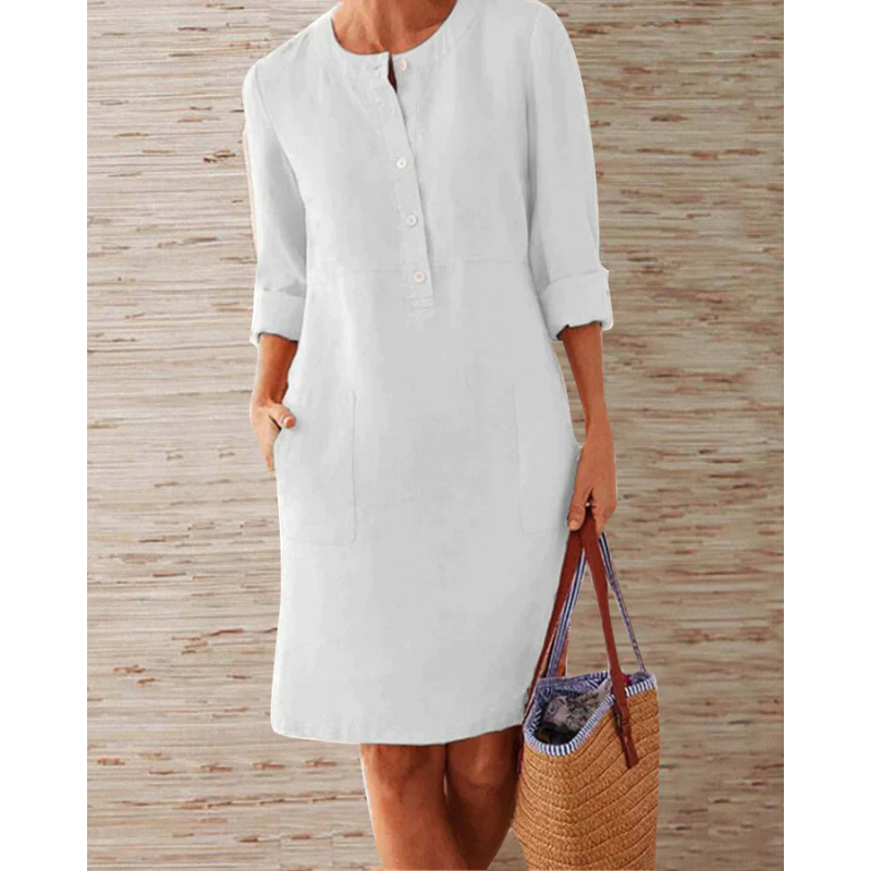 Stylish dress with pockets & round neckline – Niva