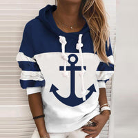 Kleurblok Hoodie met Ankerontwerp - Marinelle