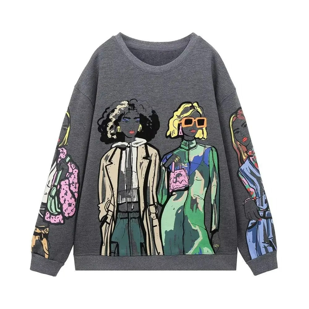 Losvallende Wolprint Sweater - Elise