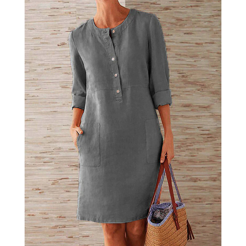 Stylish dress with pockets & round neckline – Niva