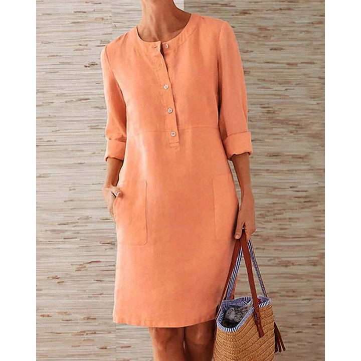Stylish dress with pockets & round neckline – Niva