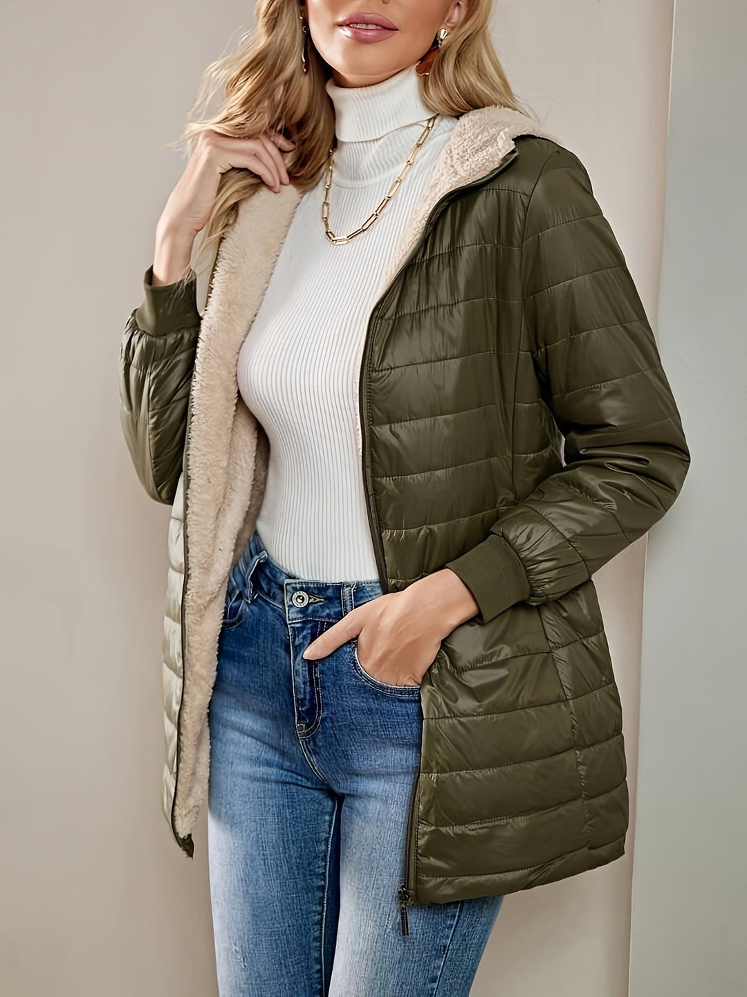 Fleece Gevoerde Damesjas met Ritssluiting - Eliza