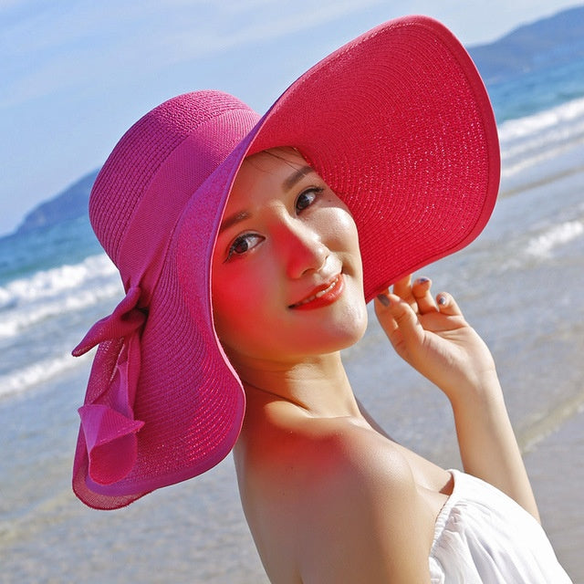Women's straw hat with sun protection – Candy