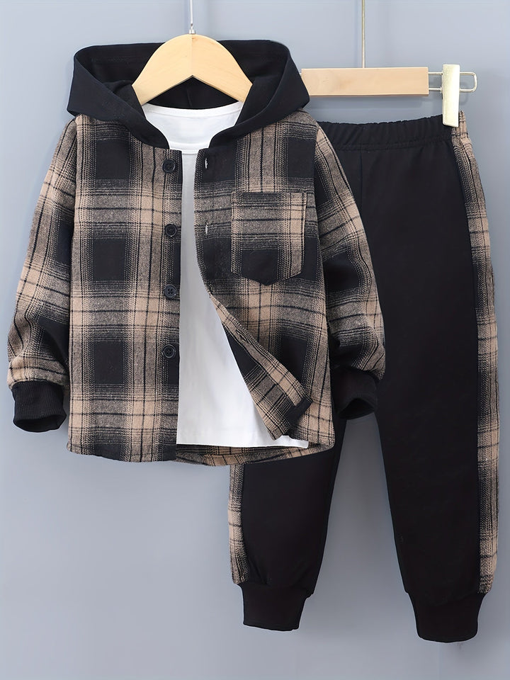 2-delige Jongensset Jordy met Geruite Hoodie en Joggingbroek