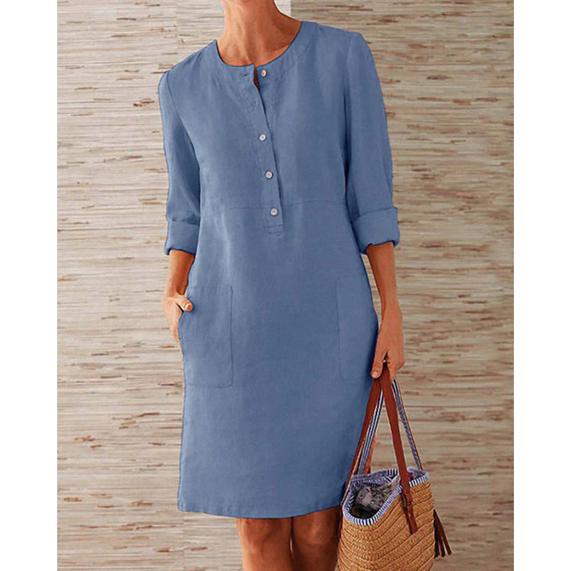 Stylish dress with pockets & round neckline – Niva