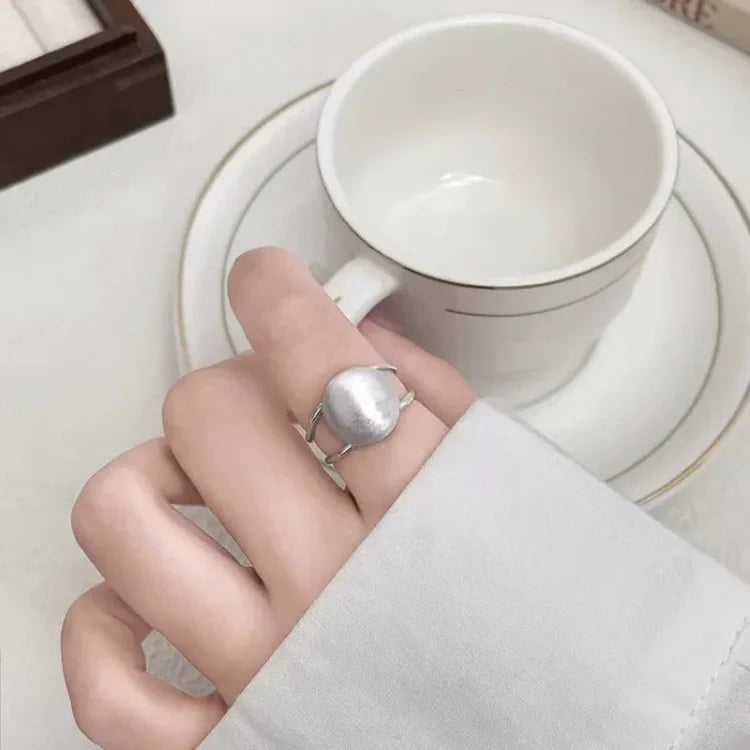 Brushed Silver Half Dome Ring - Lucienne
