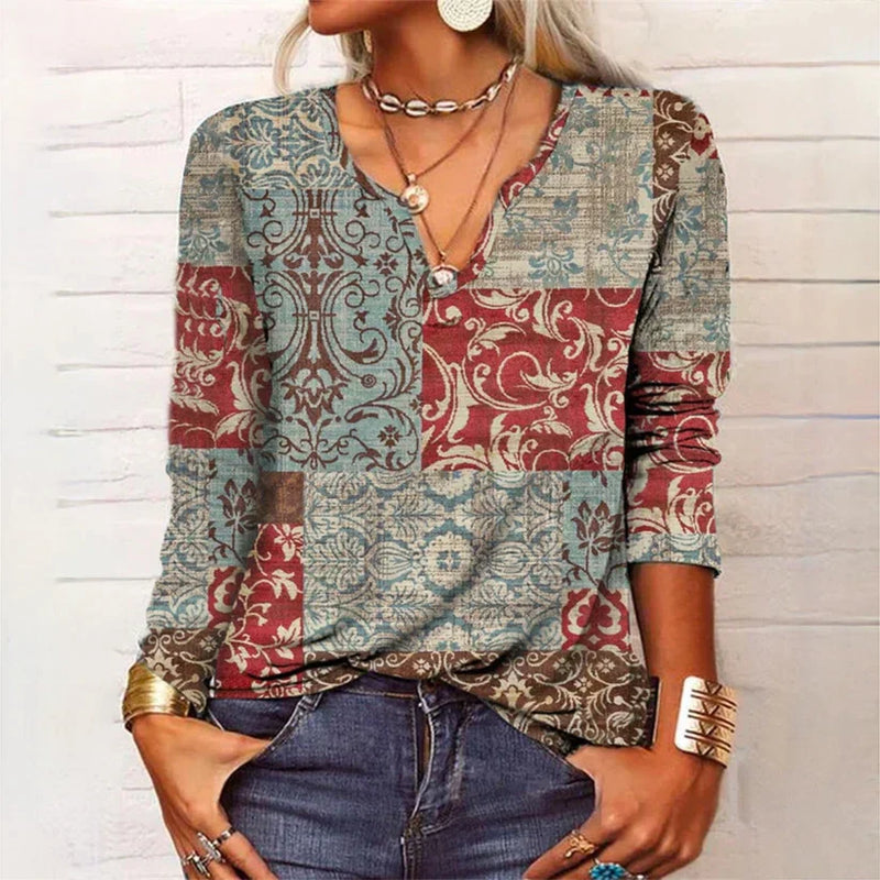 Airy women's summer blouse with V-neck – Lina