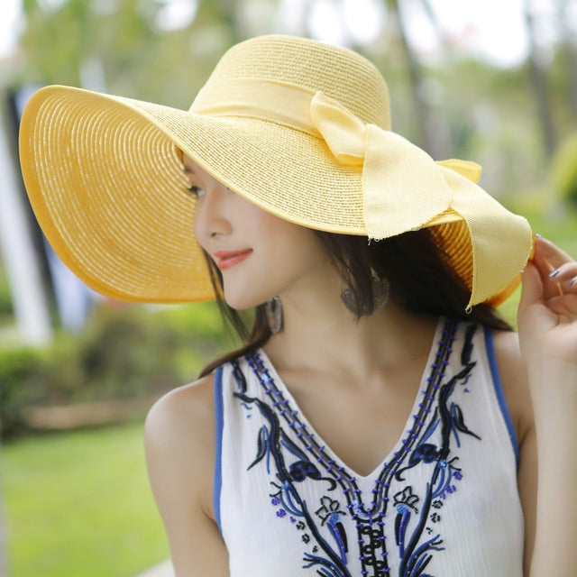 Women's straw hat with sun protection – Candy
