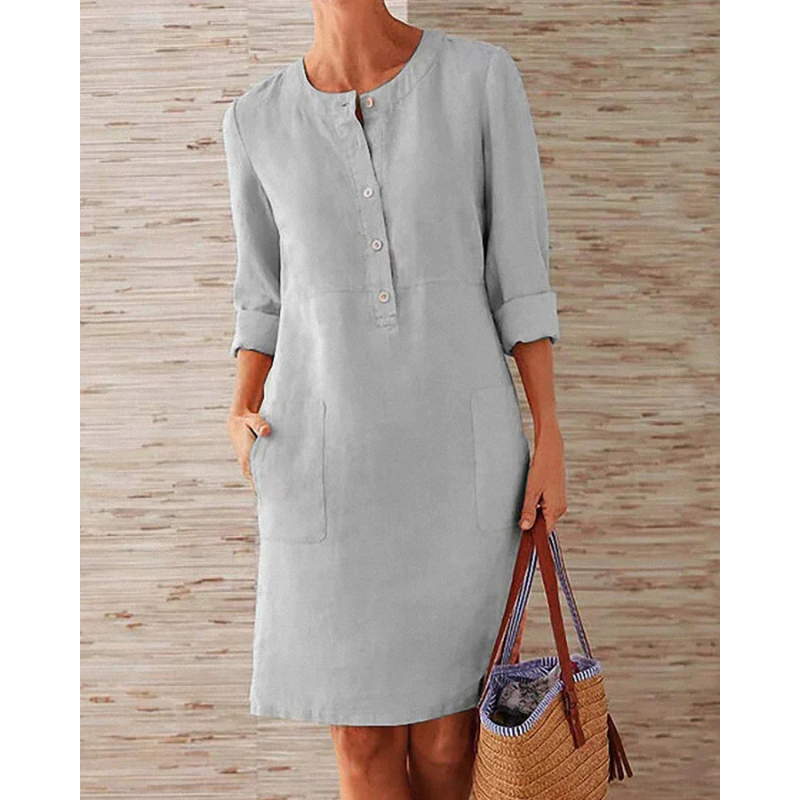 Stylish dress with pockets & round neckline – Niva