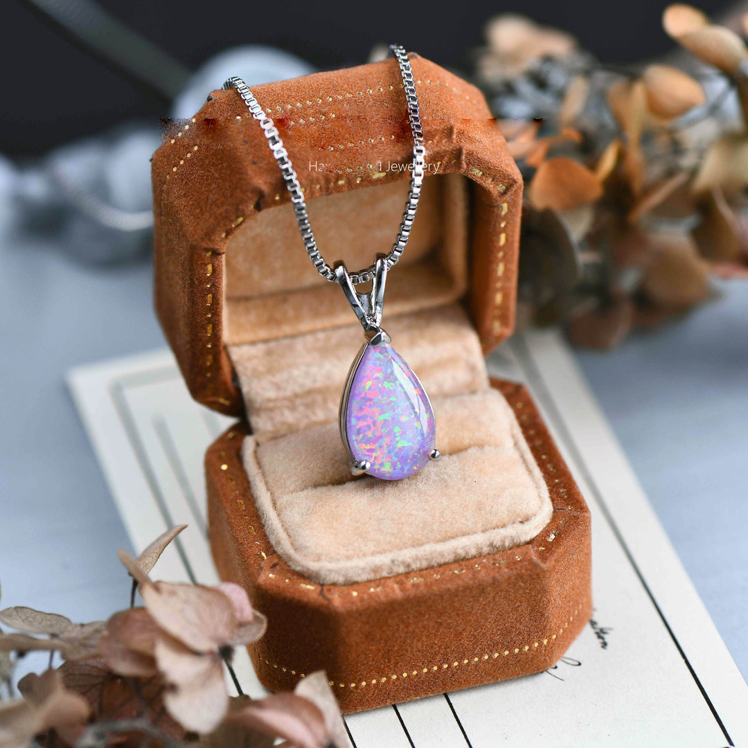 Minimalist Drop Opal Pendant Necklace - Selina