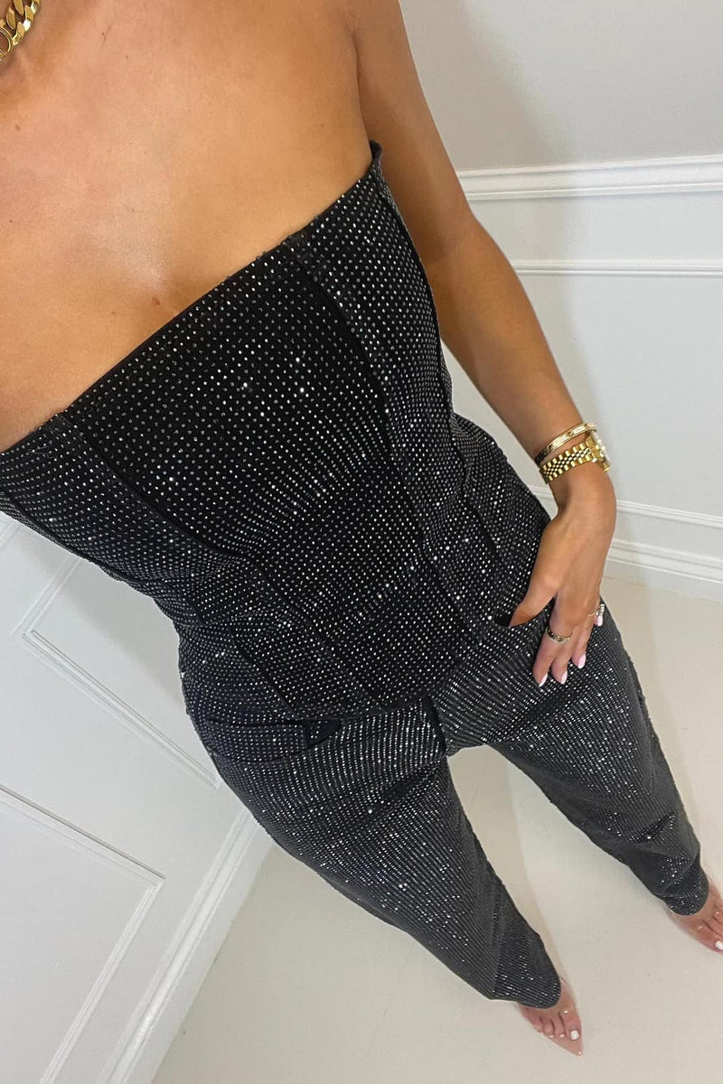 Sparkling Women's Pants Set with High-Waist Jeans – Liora