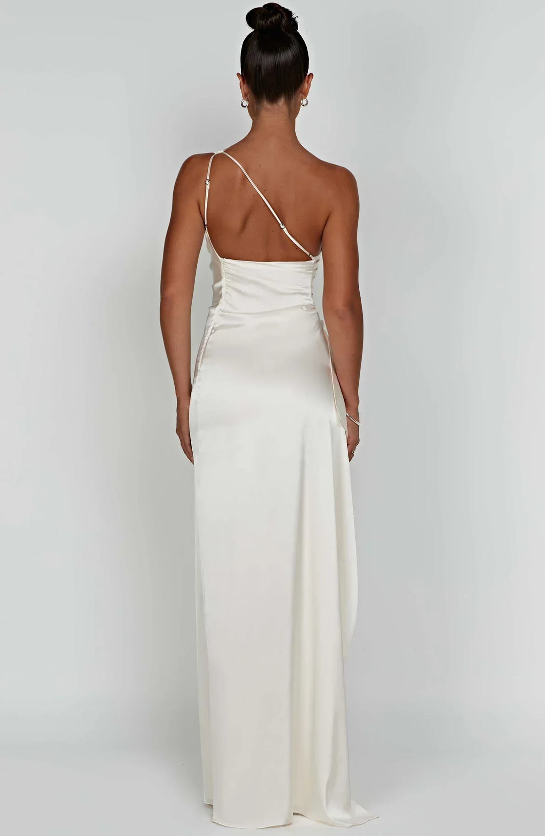 Satin One-Shoulder Split Dress - Vivienne