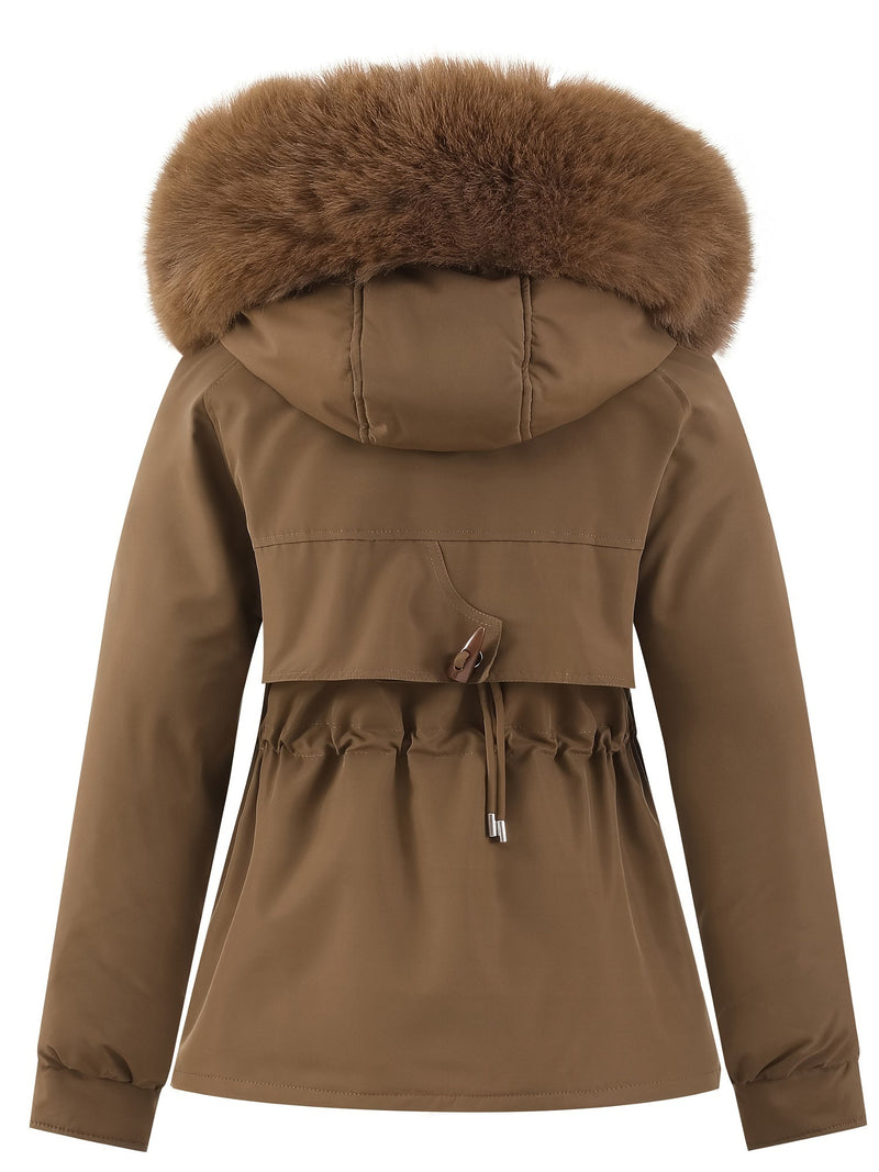 Women's Winter Coat with Removable Fur Hood - Noëlle