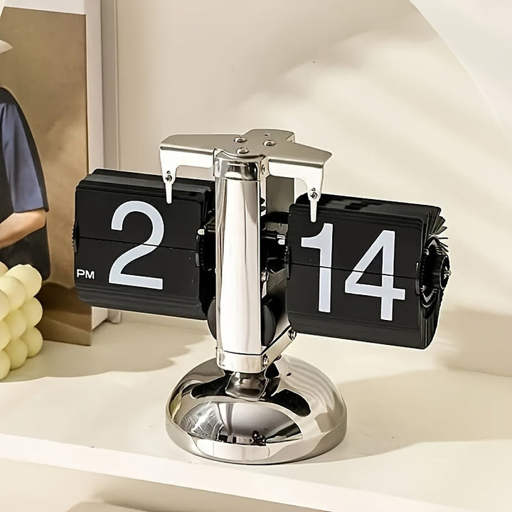 Retro Flip Clock with Steel Accent - TempoFlip