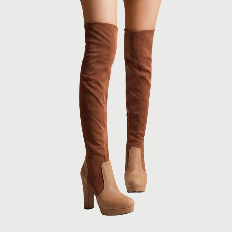 Overknee Laarzen met Blokhak - Isabella