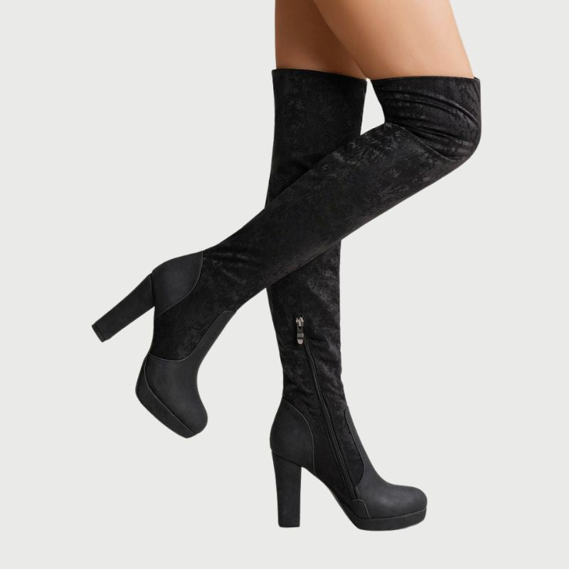 Overknee Laarzen met Blokhak - Isabella