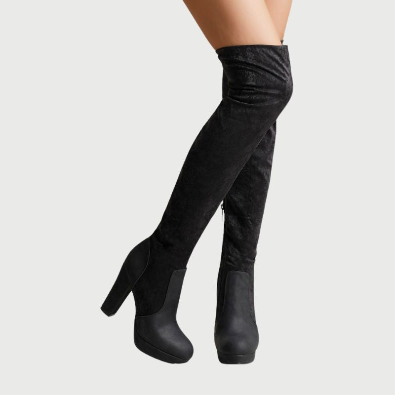 Overknee Laarzen met Blokhak - Isabella