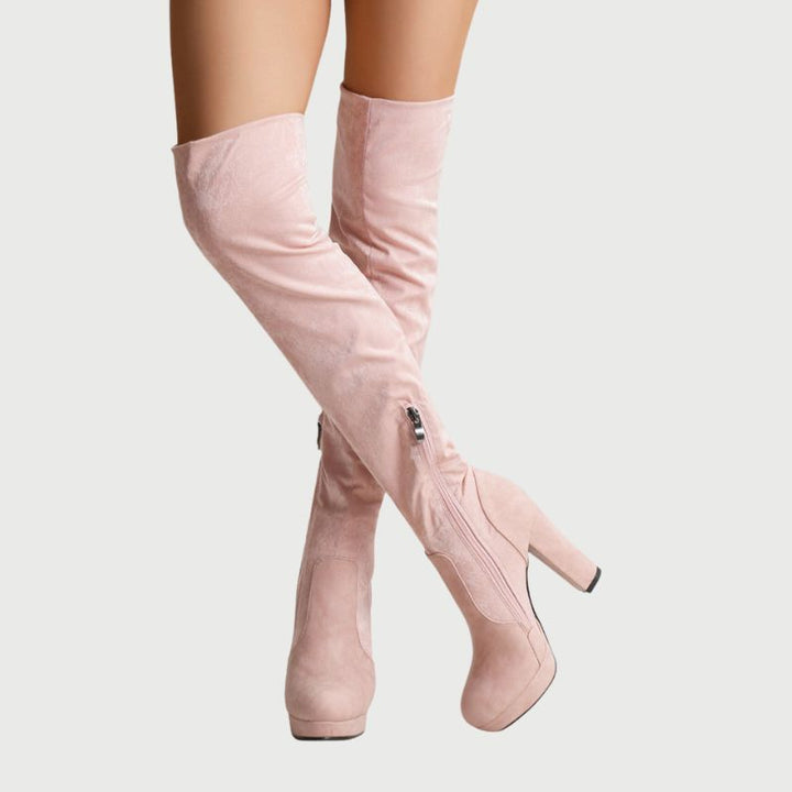 Overknee Laarzen met Blokhak - Isabella