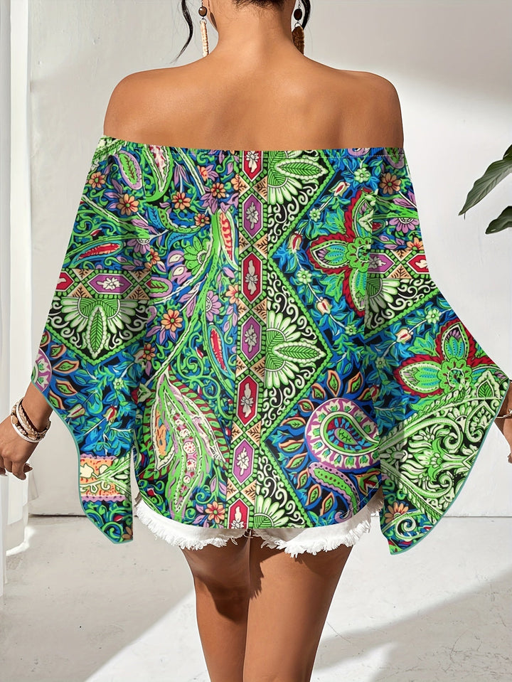 Off-Shoulder Blouse with Geometric Print – Noémie