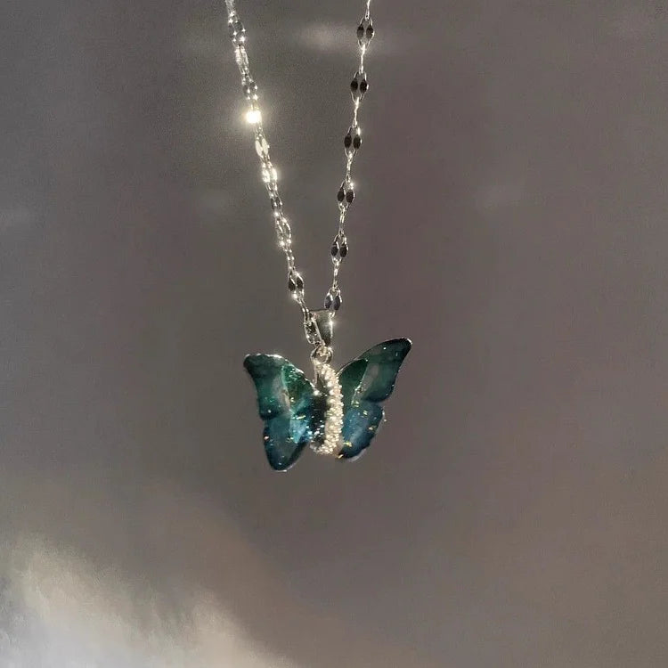 Blue Butterfly Necklace - Elina