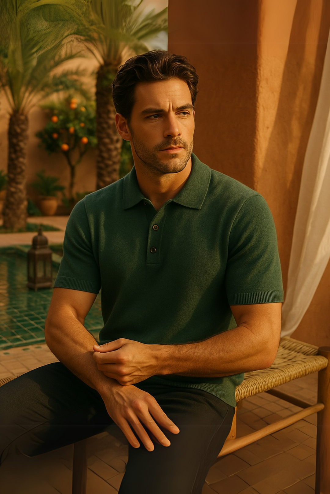 Stylish men's polo made of cashmere-merino wool – Eliano