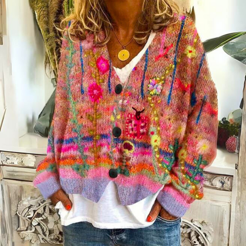 Warm Women's Cardigan with Print – Liv