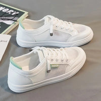 White Women's Sneakers with Mesh Uppers – Elena