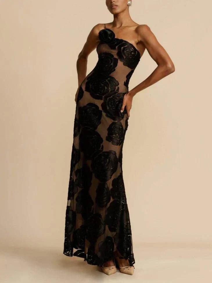 Off-shoulder maxi dress with jacquard pattern - Maila