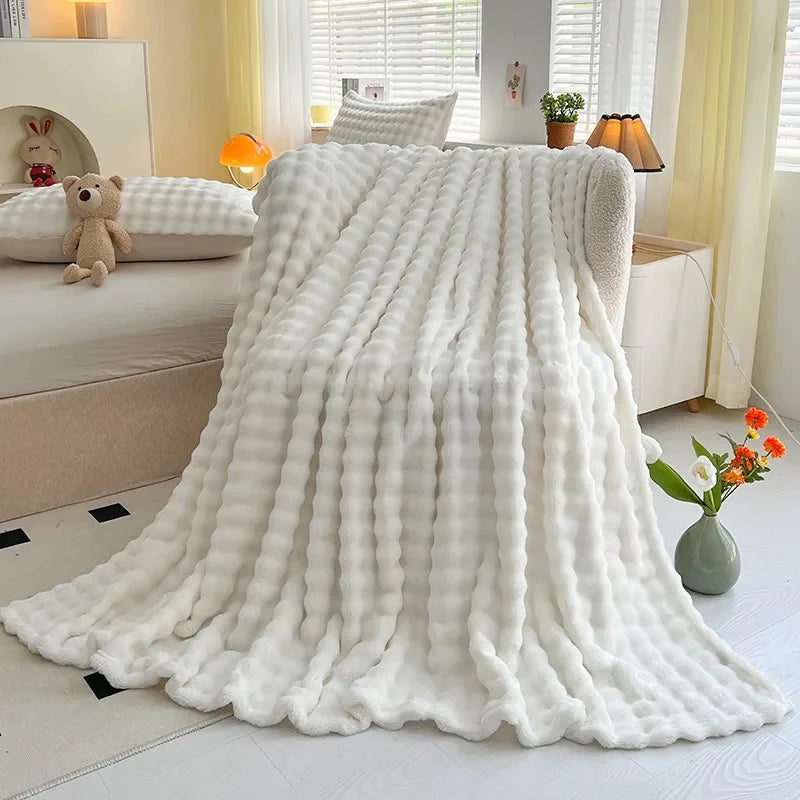 Luxe Bubbeltextuur Fleece Deken - BubbleNest