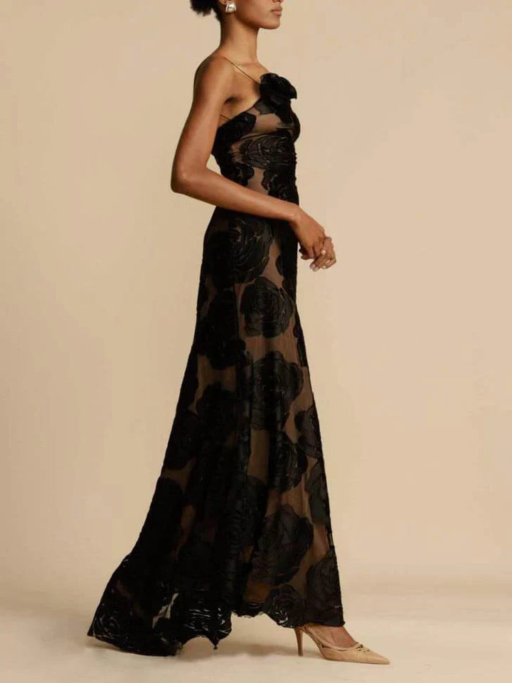 Off-shoulder maxi dress with jacquard pattern - Maila