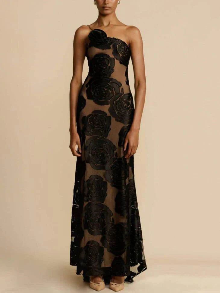 Off-shoulder maxi dress with jacquard pattern - Maila