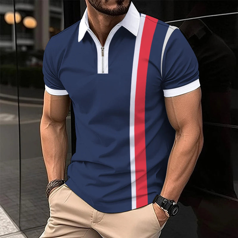 Sammy Jackson™ Boris Polo w Dużym Rozmiarze | W Paski i Stylowy