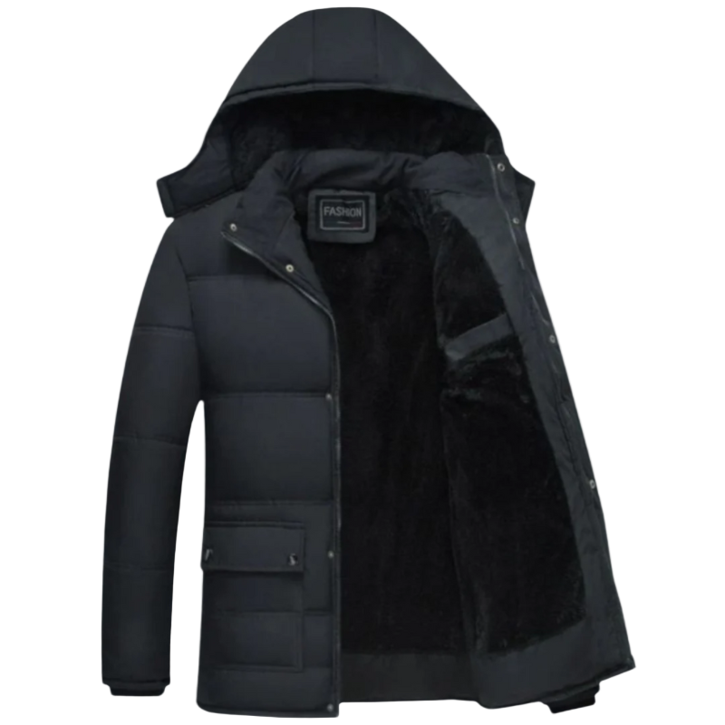 Zwarte Gewatteerde Heren Winterjas met Moderne Snit – Leon