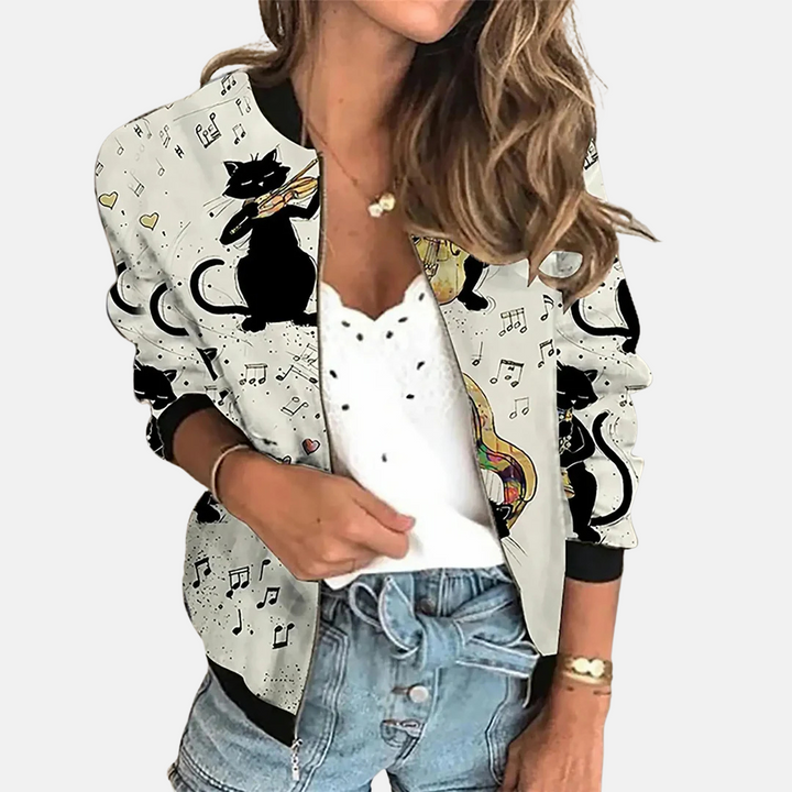 Women's Retro Bomber Jacket with Print - Zoë
