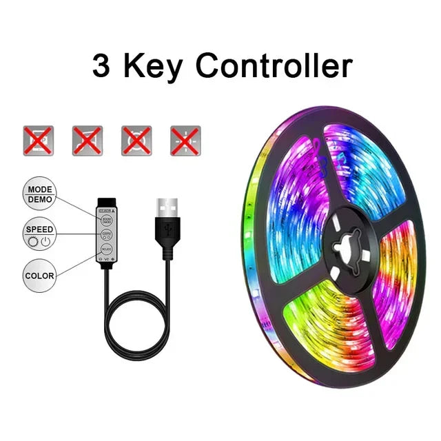 Pasek LED USB z zmianą koloru - oświetlenie RGB do dekoracji pokoju i podświetlenia telewizora