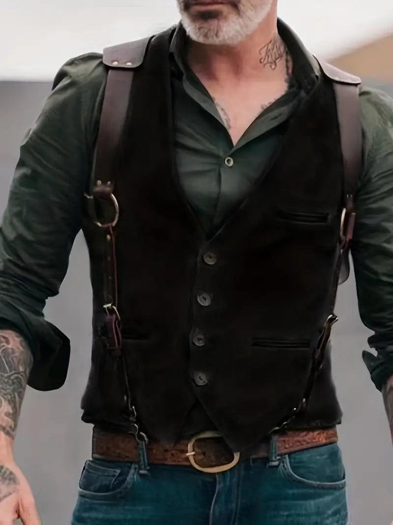 Heren Vintage V-hals Omkeerbaar Vest - Nathan
