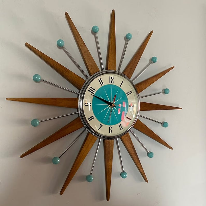 Mid-Century Handmade Wall Clock | Retro Wall Decor, Silent & Battery 2