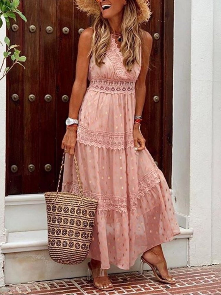 Lekka sukienka boho na lato w stylu Ibizy z dekoltem w serek – Niva