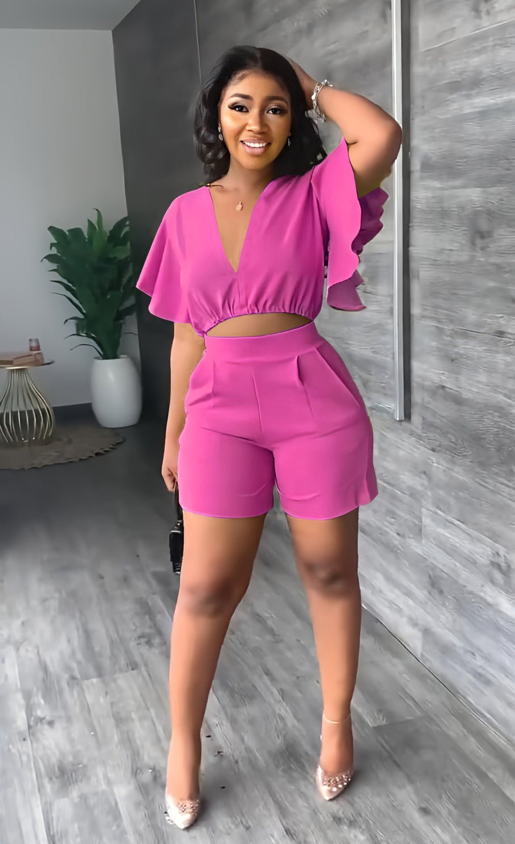 Trendy summer set with pleated design - Marlene