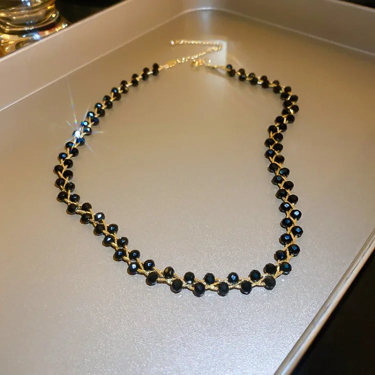 Double Crystal and Pearl Necklace - Amira