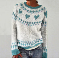 Comfy Sweater with Heart Print - Amelise