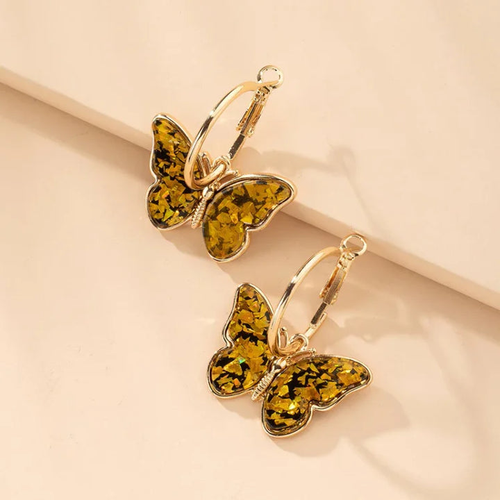 Pozłacane kolczyki motyle z akrylowymi kryształami - Mariposa