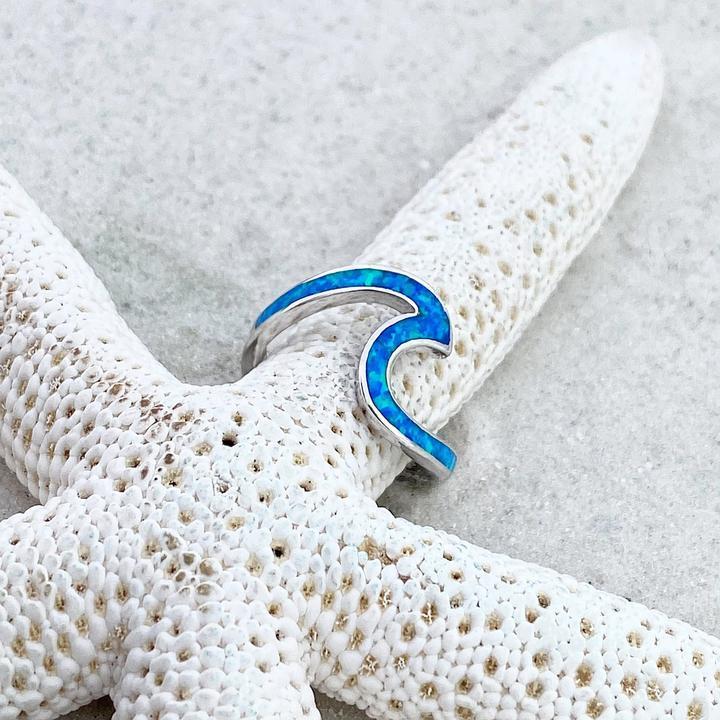 Ocean Waves Ring of Opal and Silver - Livia
