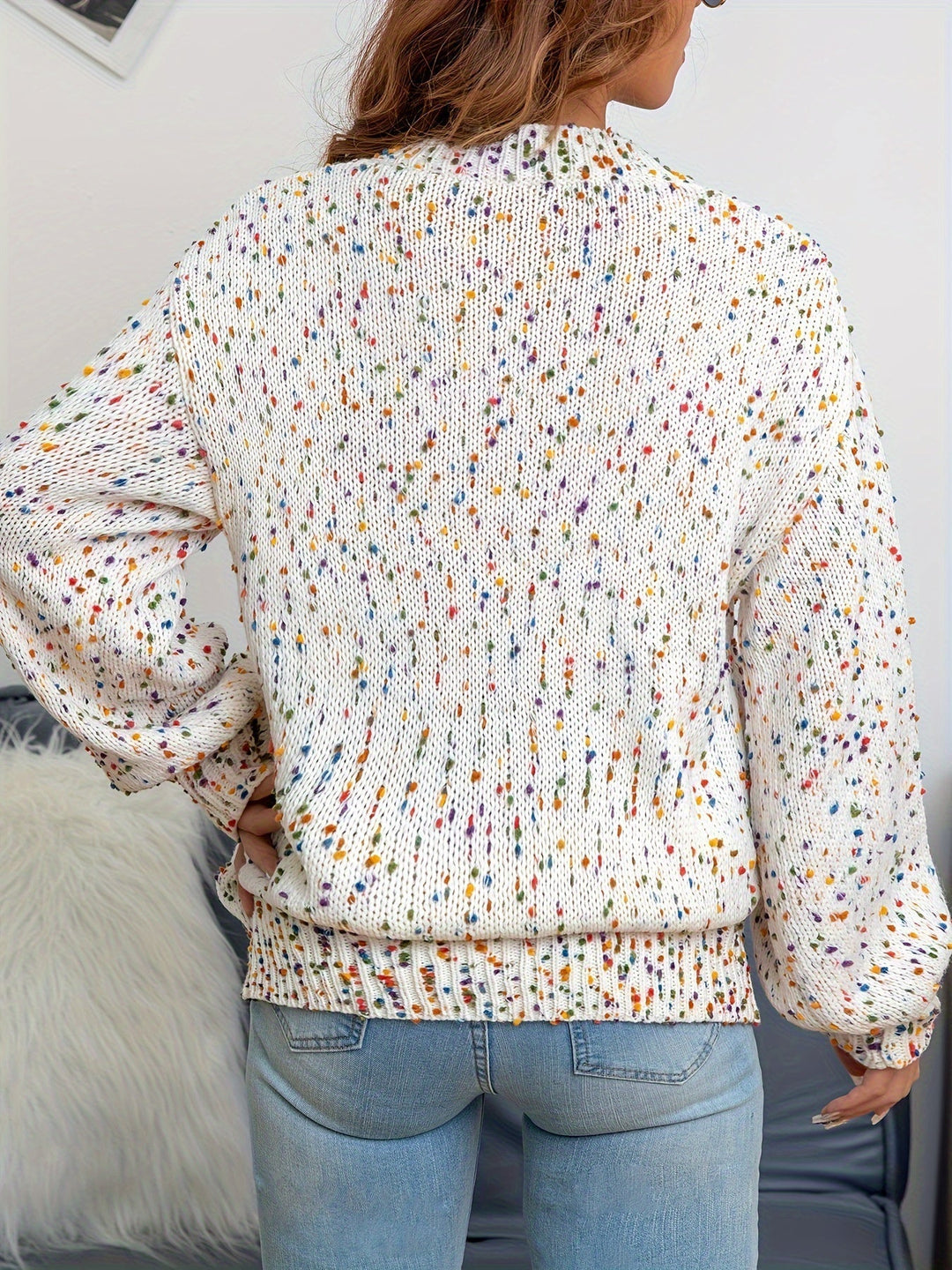 Gebreide Damestrui Met Confetti-Print – Noa