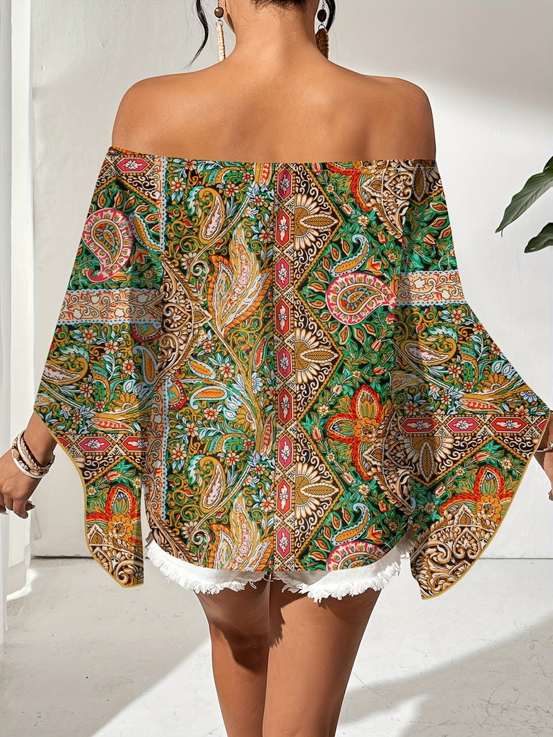 Off-Shoulder Blouse with Geometric Print – Noémie