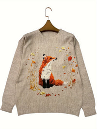 Trendy Sweater with Fox Print - Elisanne